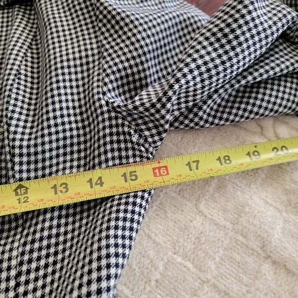 VINTAGE Micro Houndstooth Wool Long Riding Trench Coat Womens S/M Black ivory - Picture 11 of 14